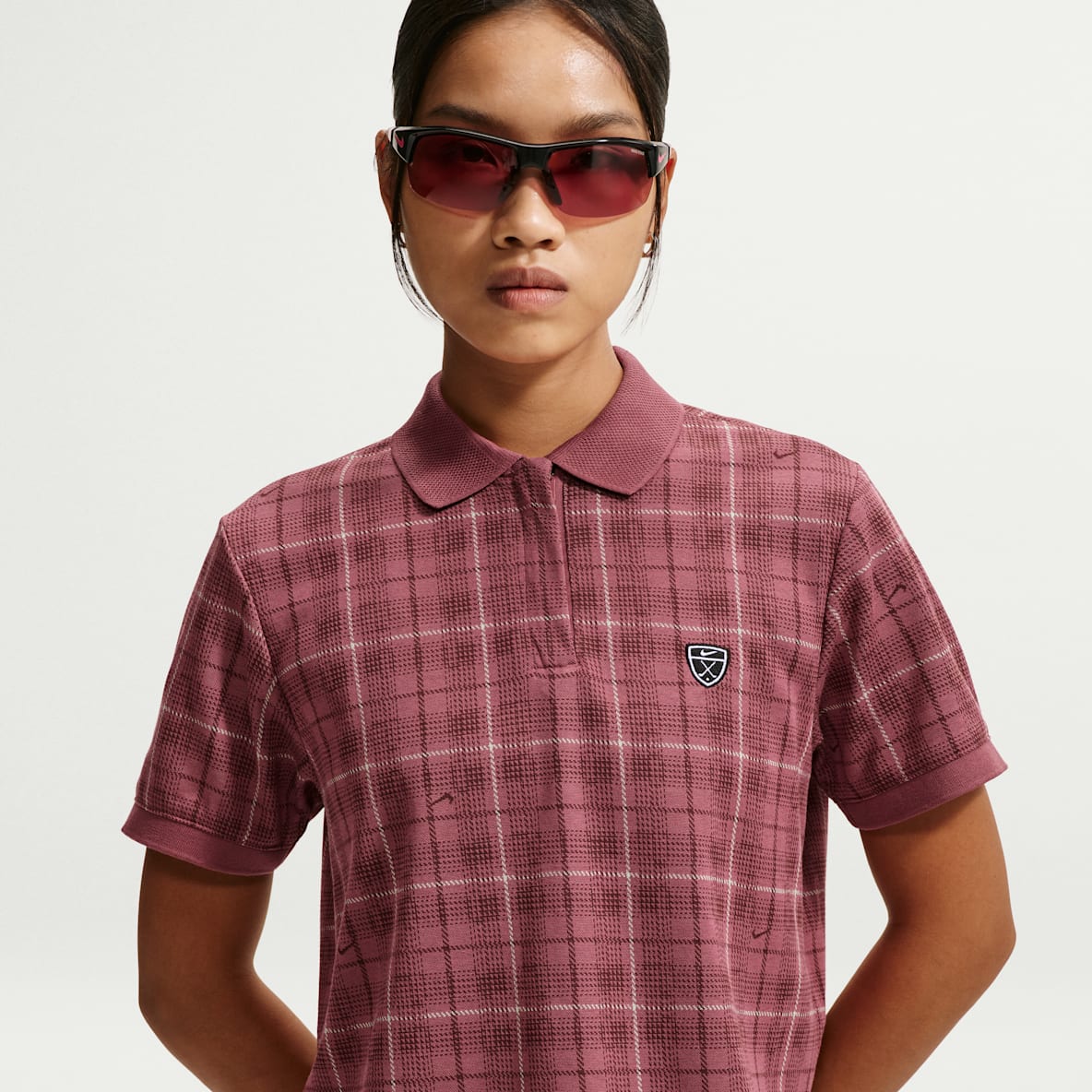 Nike Fairway Fresh Dri-FIT 女子速干短袖格纹高尔夫翻领T恤