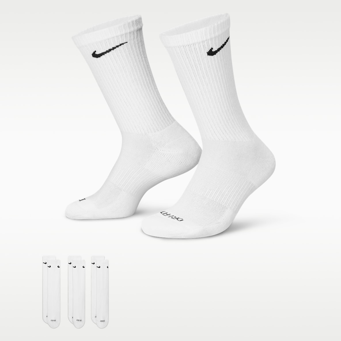 Nike Everyday Plus 耐高系列舒适速干中筒训练袜（3 双）