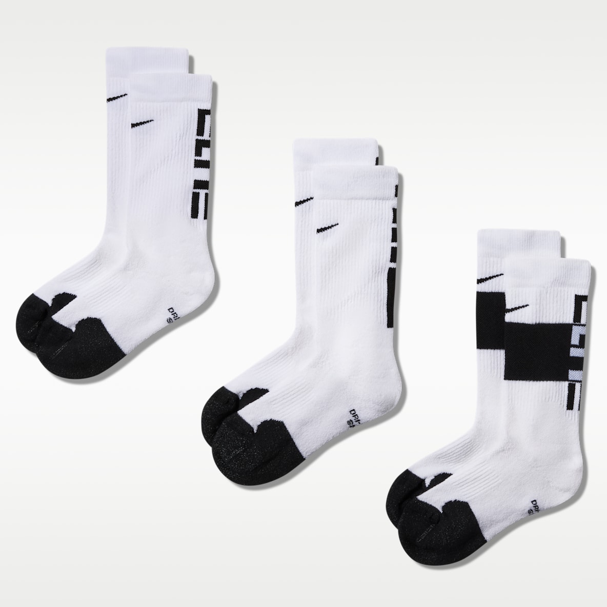 Nike Elite 大童速干中筒篮球袜(3 双)