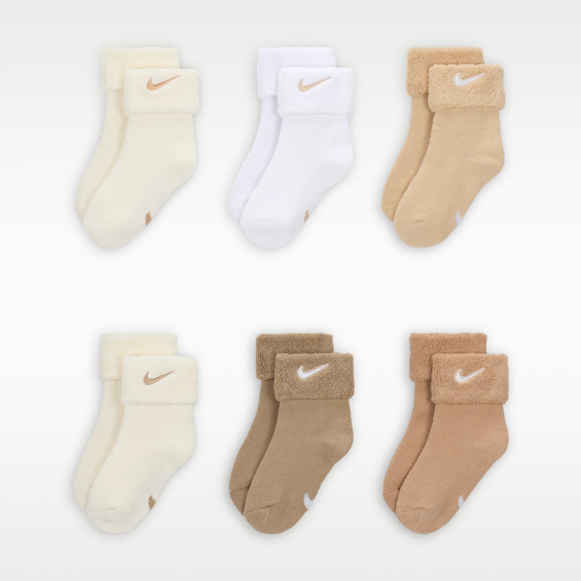 Nike 婴童翻边毛圈袜口运动短袜（6 双）