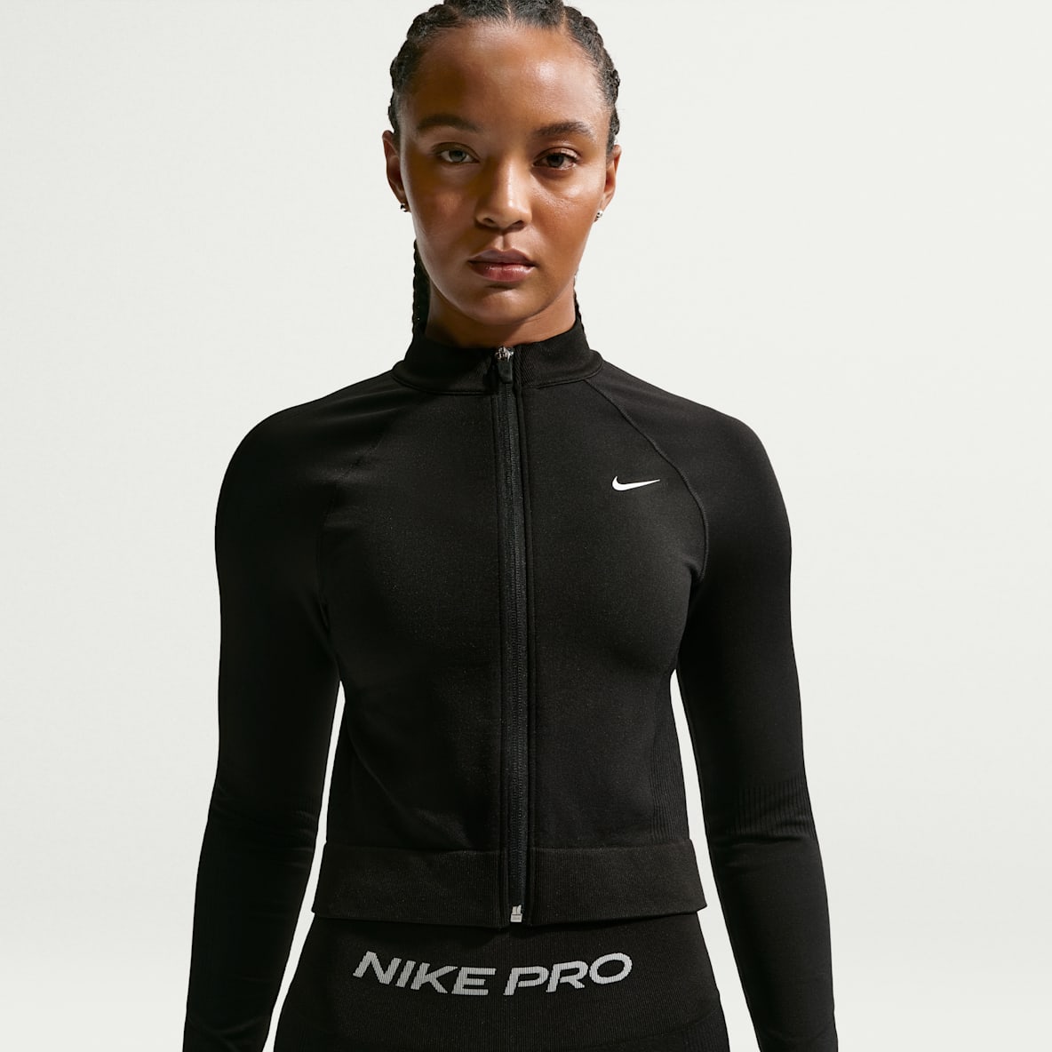 Nike Pro Dri-FIT 女子速干紧身全长拉链开襟训练上衣