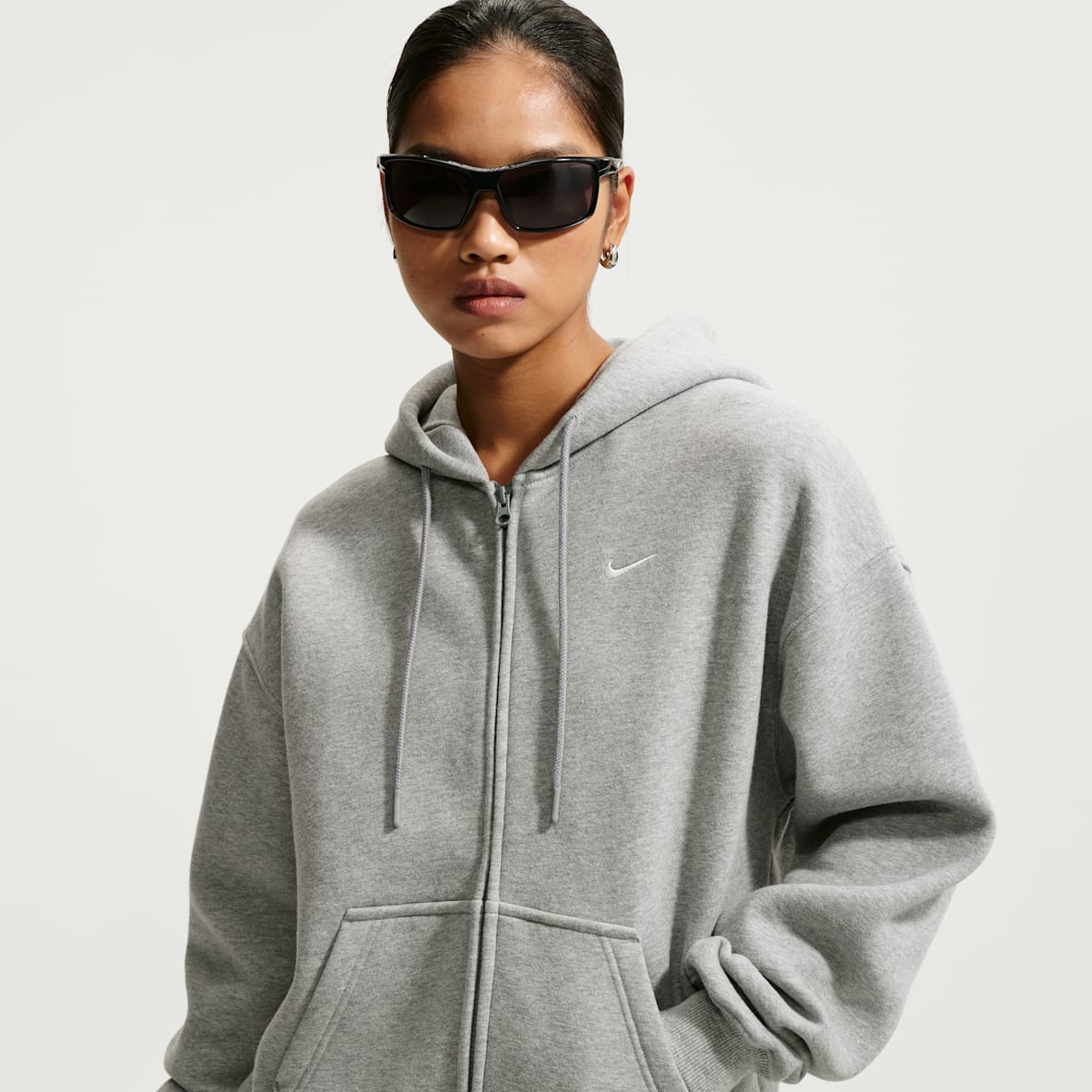 Nike Studio Fleece Medium Weight 耐克廓系卫衣系列柳智敏Karina同款女子 Oversize 风中克重加绒全长拉链开襟连帽衫
