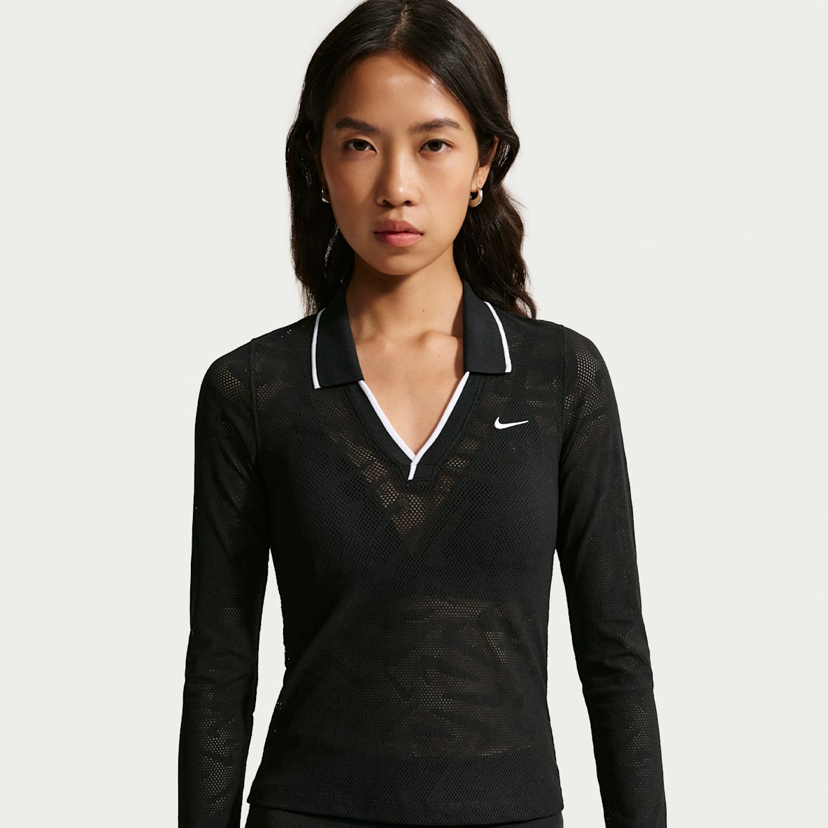 Nike Sportswear Chill Knit 女子紧身中短款长袖蕾丝上衣
