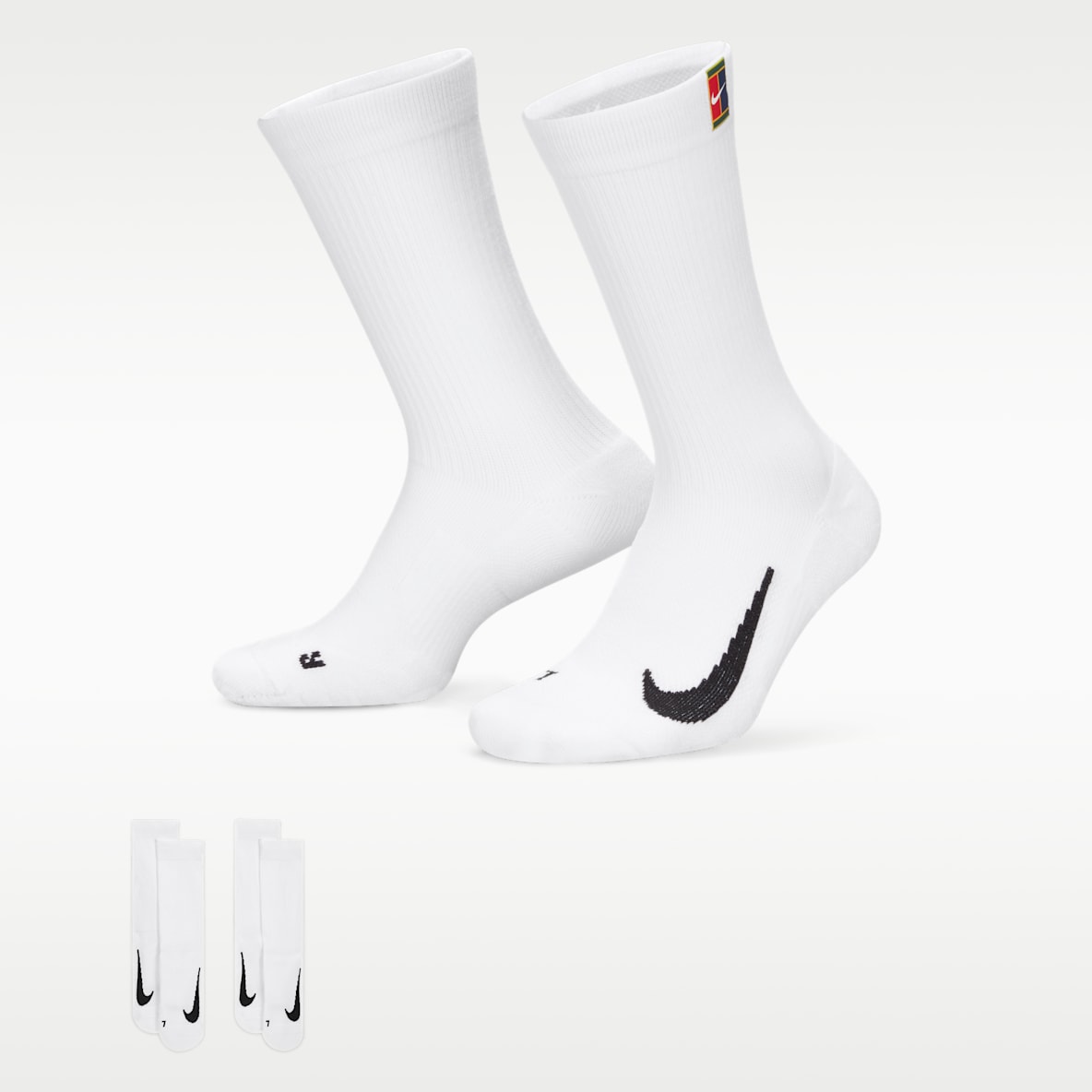 NikeCourt Multiplier 舒适速干中筒网球袜（2 双）