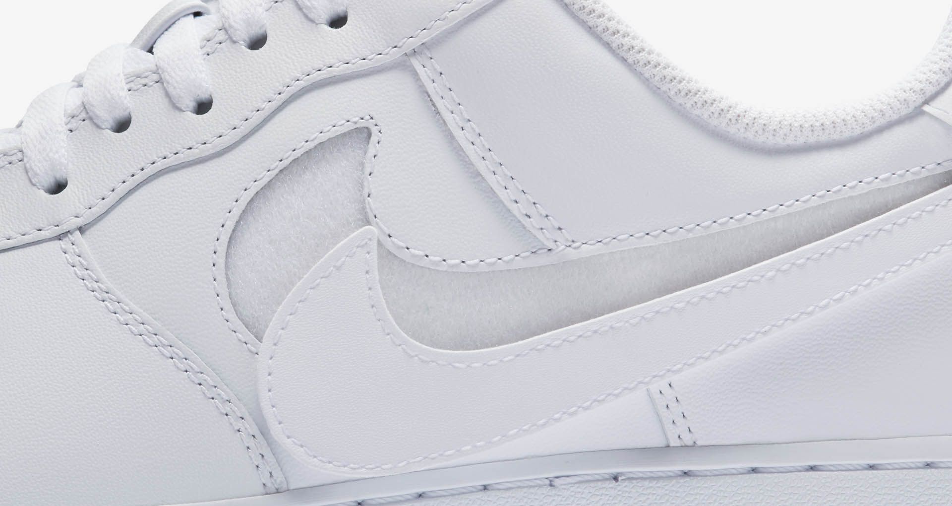misplaced swoosh af1 white
